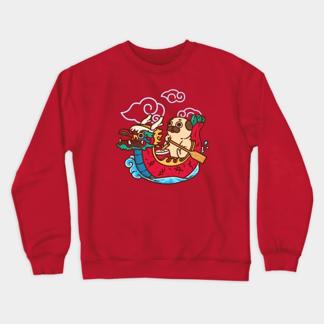 Dragon Boat Puglie Crewneck Sweatshirt by Puglie Pug 